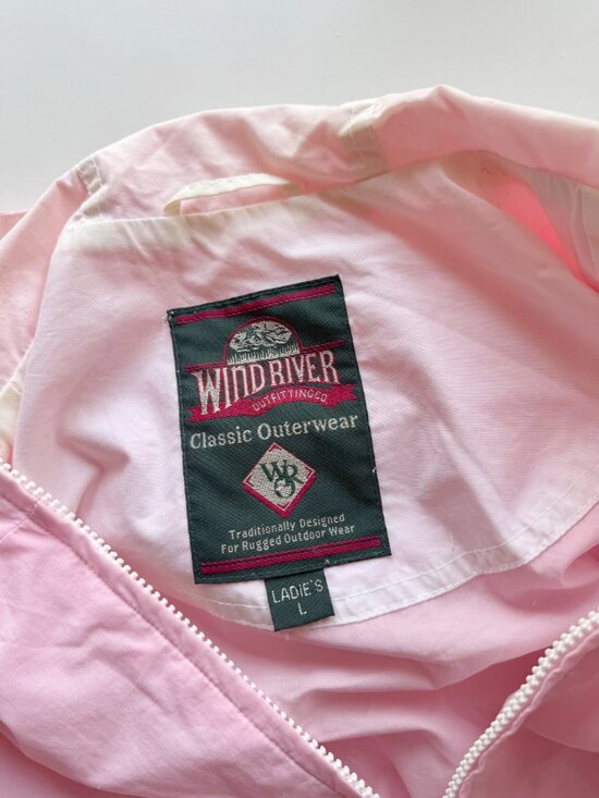 Vintage 00's WINDRIVER Pink White Nylon Hooded Windbreaker Jacket, Size L - Picture 16 of 16